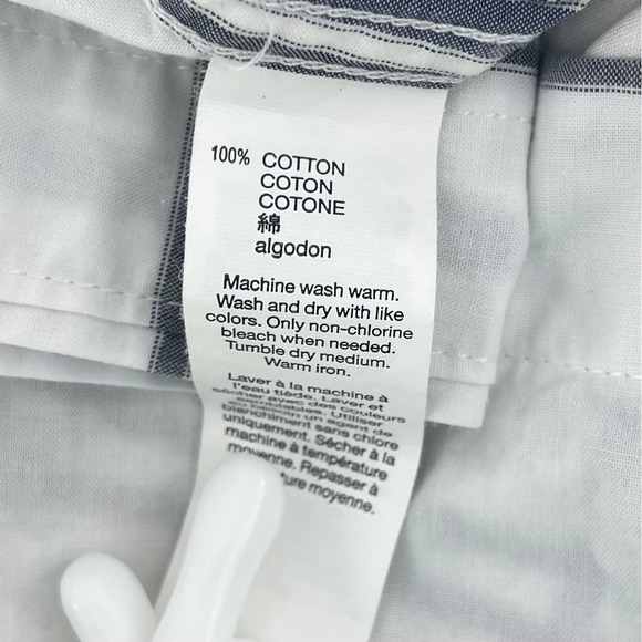 Gap Mens XL Slim Fit Plaid Checkered Button Up Long Sleeve Shirt Blue WhiteTop - Picture 5 of 8